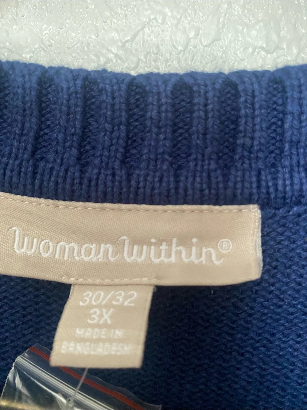 Woman Within - 100 Cotton-Navy Cable-Knit Button Front Cardigan